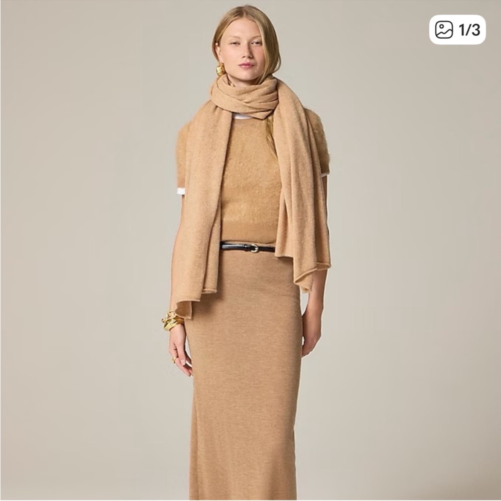 J. Crew Oversized Cashmere Wrap - heather Hthr Camel - like new